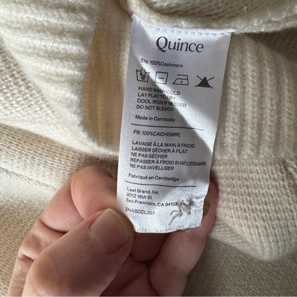 NWT! QUINCE Women's Mongolian Cashmere Structured Cardigan Sweater | Ivory | XS - Picture 13 of 16